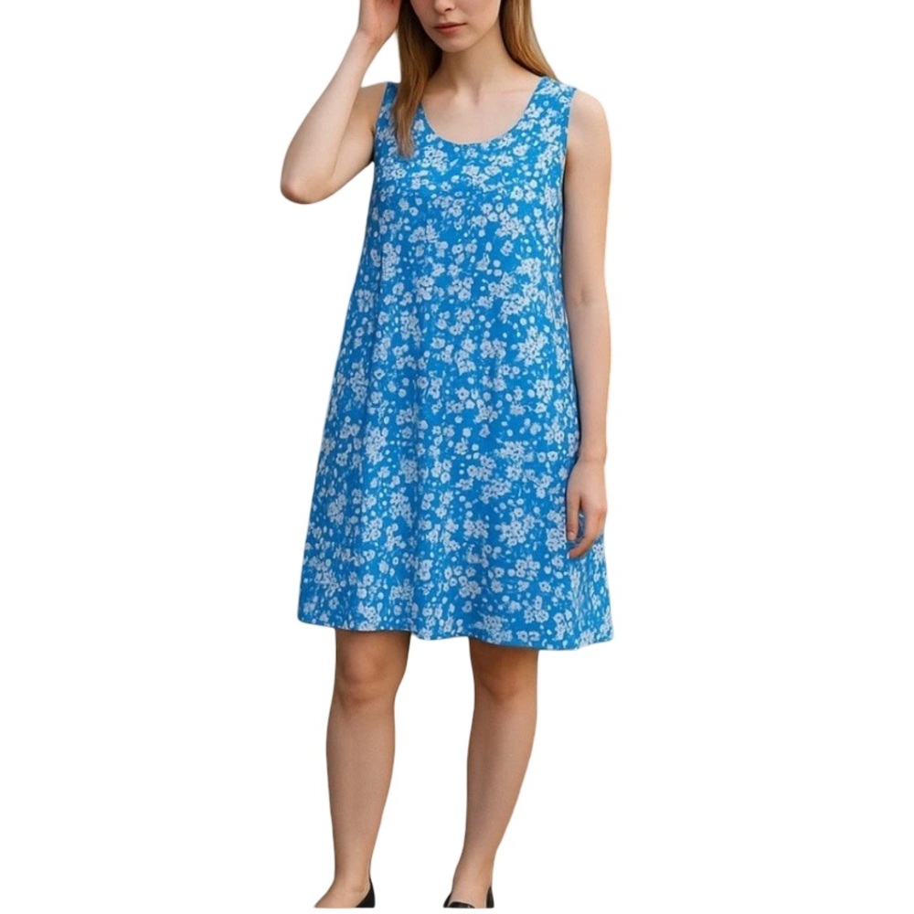 Draper James Colorful Blue/White "Blue Shadow" Floral Shift Dress